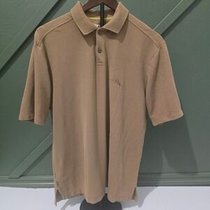 Tommy Bahama Pima Cotton Polo Shirt Embroidered‎ Logo Casual Tan Medium